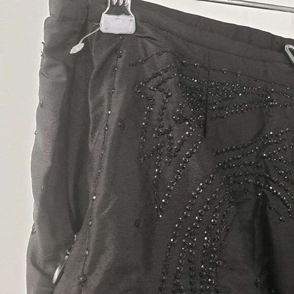 FRENCH CONNECTION women's 6 black embellished silk skirt - Picture 4 of 6